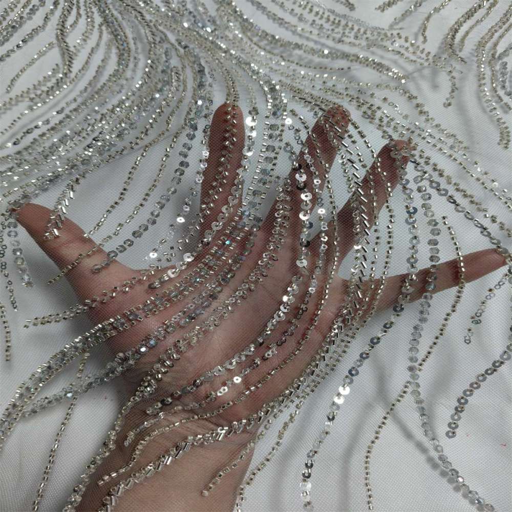 5 Yards Beaded Lace Fabric – Luxury Party Gown and Evening Dress Material | Love in Lace | NO. JLT061