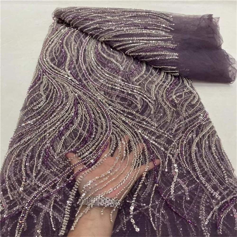 5 Yards Beaded Lace Fabric – Luxury Party Gown and Evening Dress Material | Love in Lace | NO. JLT061