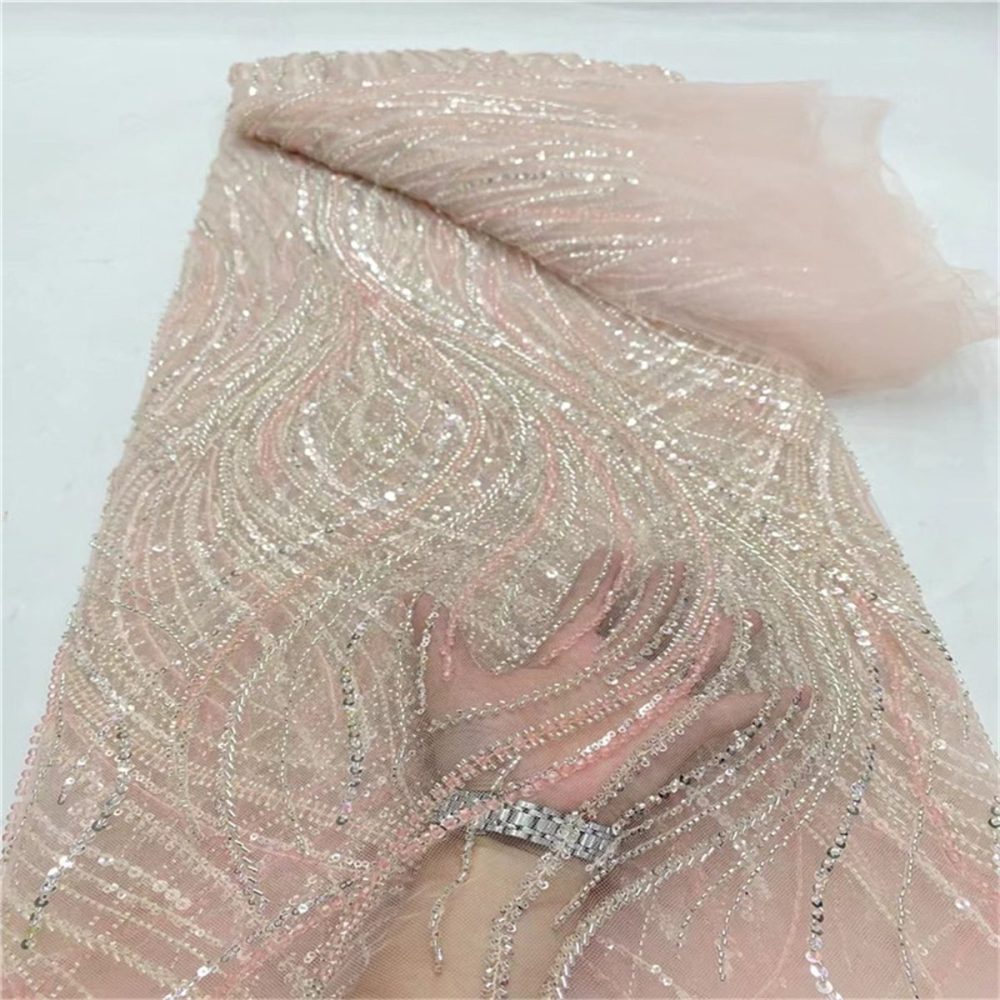 5 Yards Beaded Lace Fabric – Luxury Party Gown and Evening Dress Material | Love in Lace | NO. JLT061