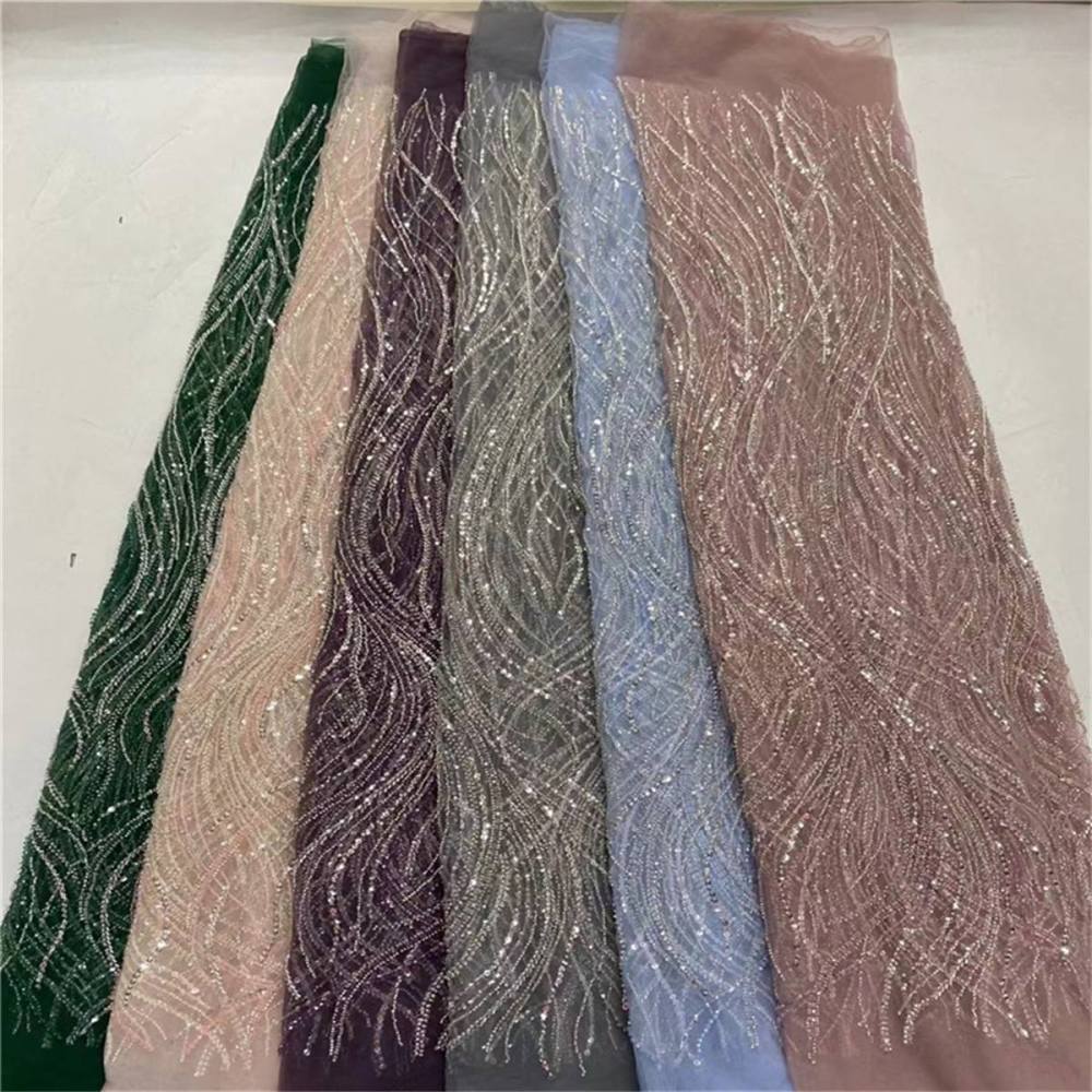 5 Yards Beaded Lace Fabric – Luxury Party Gown and Evening Dress Material | Love in Lace | NO. JLT061