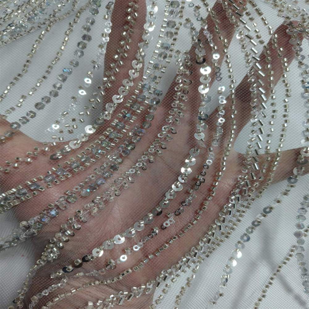 5 Yards Beaded Lace Fabric – Luxury Party Gown and Evening Dress Material | Love in Lace | NO. JLT061