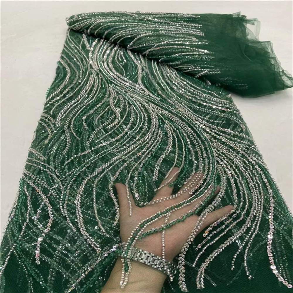 5 Yards Beaded Lace Material Fabric