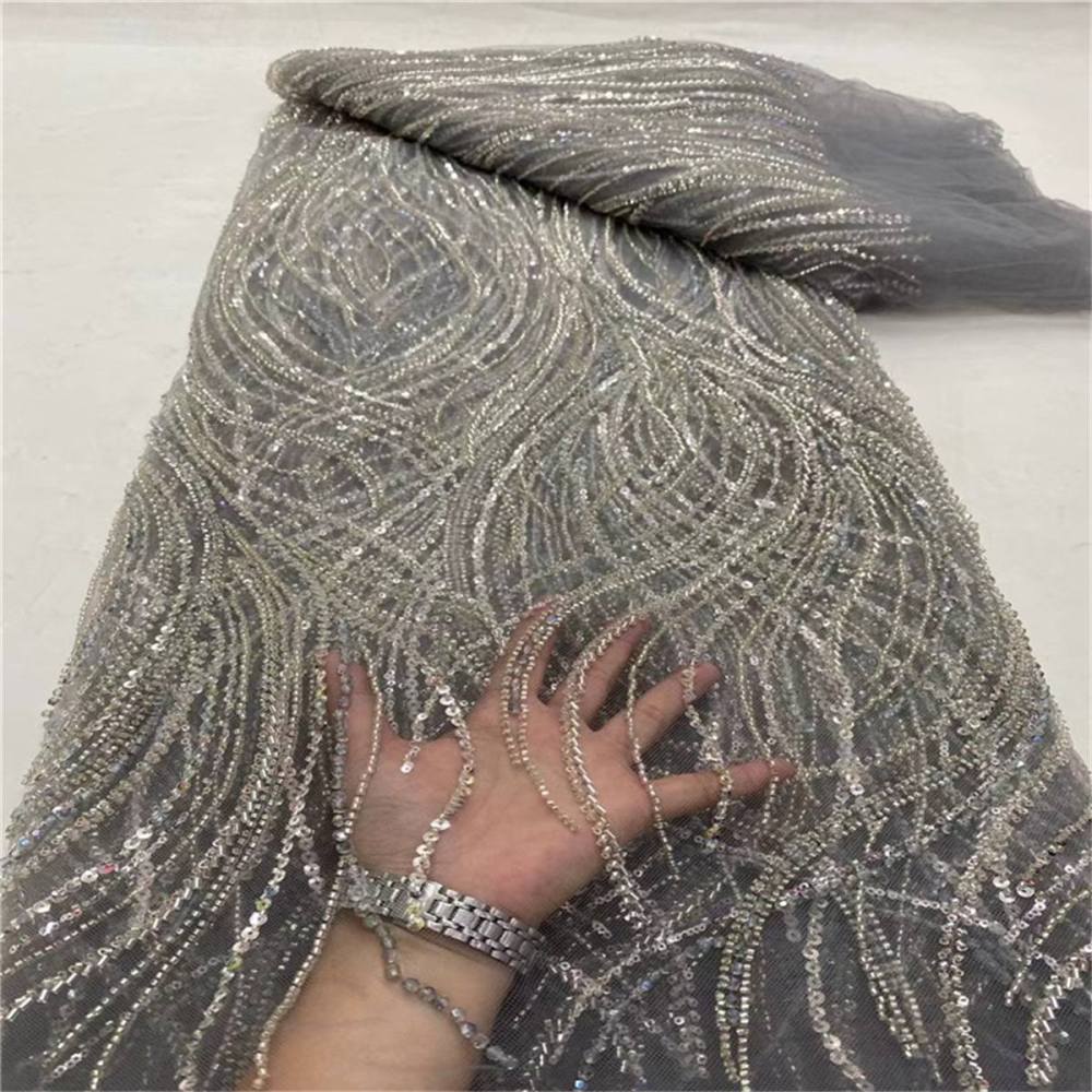 5 Yards Beaded Lace Fabric – Luxury Party Gown and Evening Dress Material | Love in Lace | NO. JLT061