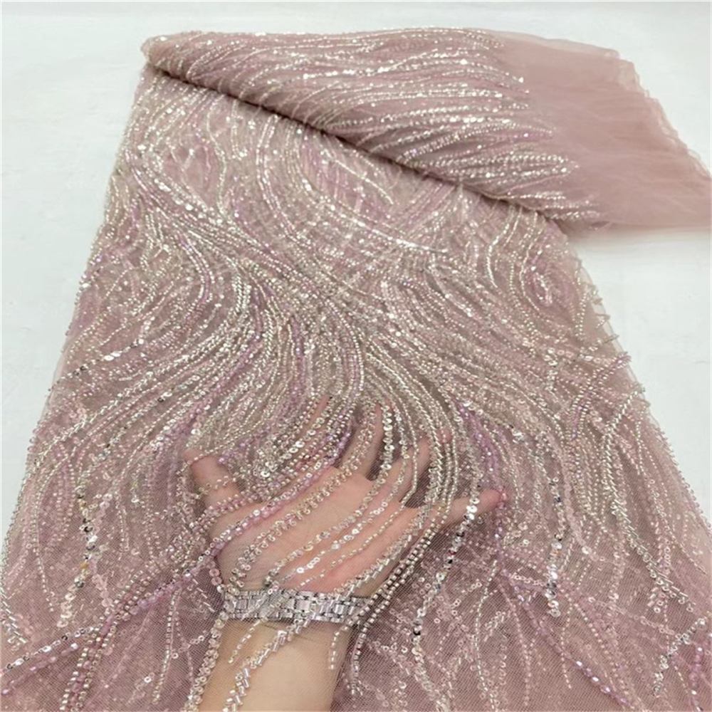 5 Yards Beaded Lace Fabric – Luxury Party Gown and Evening Dress Material | Love in Lace | NO. JLT061