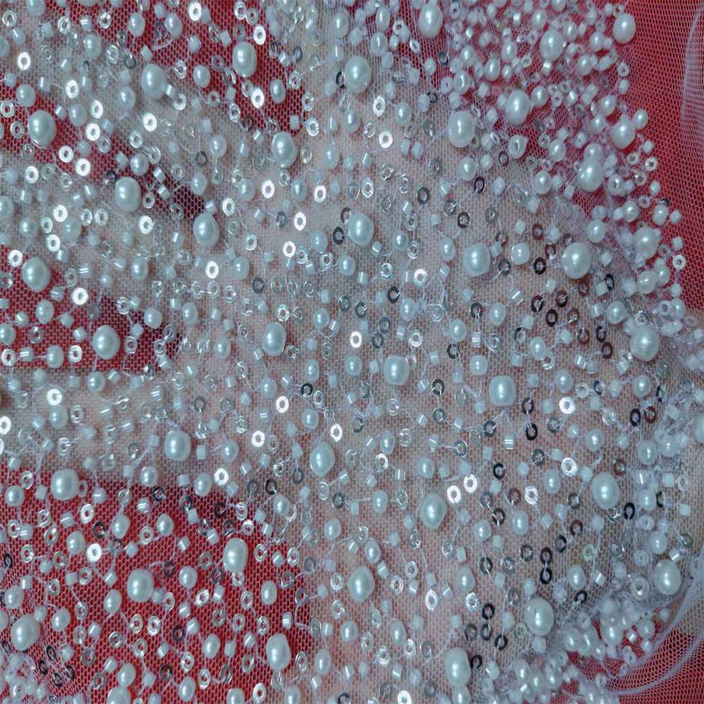 5 Yards Pearl Beaded Lace Fabric – Luxury Wedding, Bridal, Party Gown and Evening Dress Material | Love in Lace | NO. JLT089
