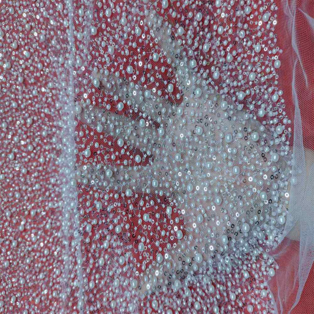 5 Yards Pearl Beaded Lace Fabric – Luxury Wedding, Bridal, Party Gown and Evening Dress Material | Love in Lace | NO. JLT089