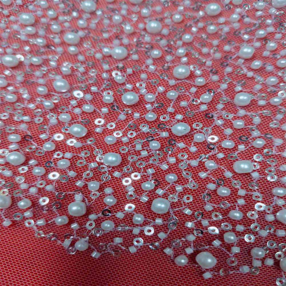 5 Yards Pearl Beaded Lace Fabric – Luxury Wedding, Bridal, Party Gown and Evening Dress Material | Love in Lace | NO. JLT089