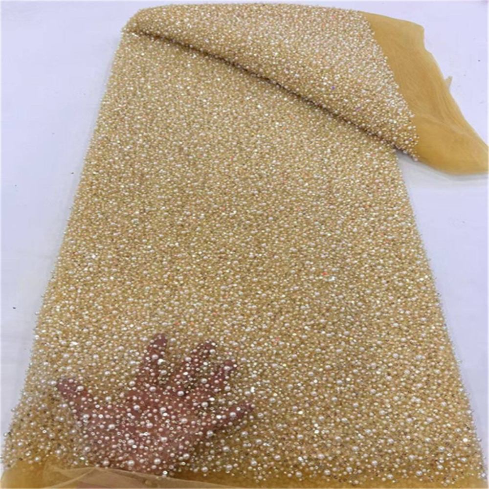 5 Yards Pearl Beaded Lace Fabric – Luxury Wedding, Bridal, Party Gown and Evening Dress Material | Love in Lace | NO. JLT089
