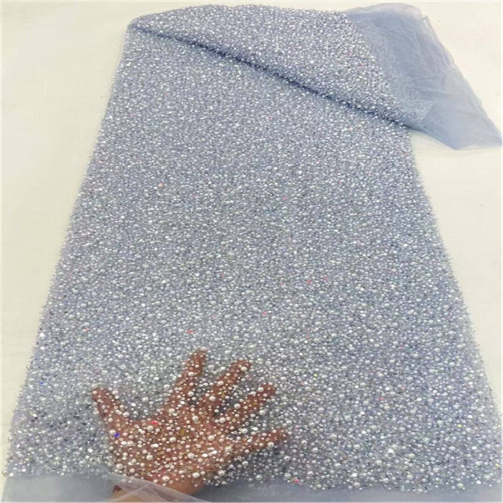 5 Yards Pearl Beaded Lace Fabric – Luxury Wedding, Bridal, Party Gown and Evening Dress Material | Love in Lace | NO. JLT089