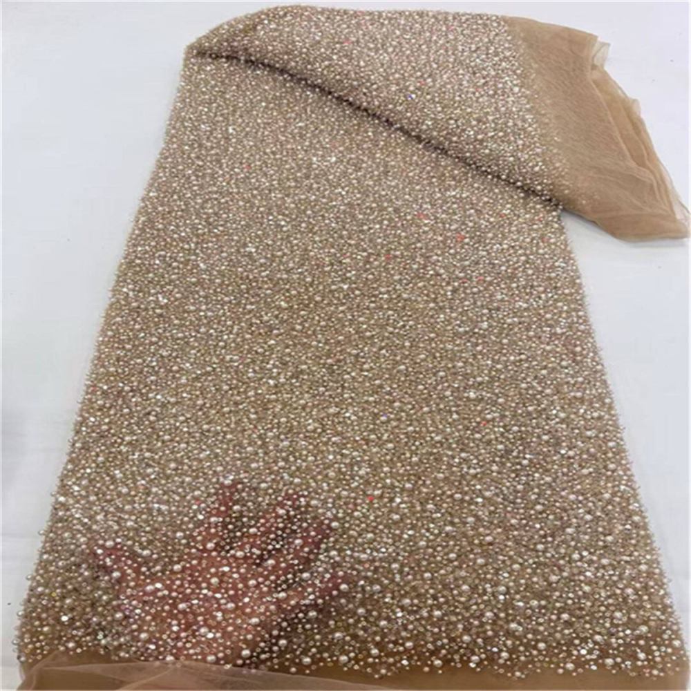 5 Yards Pearl Beaded Lace Fabric – Luxury Wedding, Bridal, Party Gown and Evening Dress Material | Love in Lace | NO. JLT089