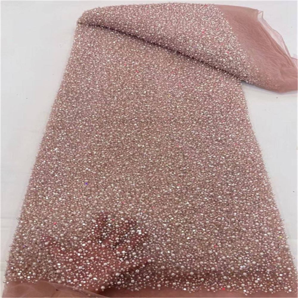 5 Yards Pearl Beaded Lace Fabric – Luxury Wedding, Bridal, Party Gown and Evening Dress Material | Love in Lace | NO. JLT089