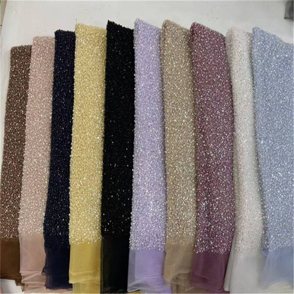 5 Yards Pearl Beaded Lace Fabric – Luxury Wedding, Bridal, Party Gown and Evening Dress Material | Love in Lace | NO. JLT089