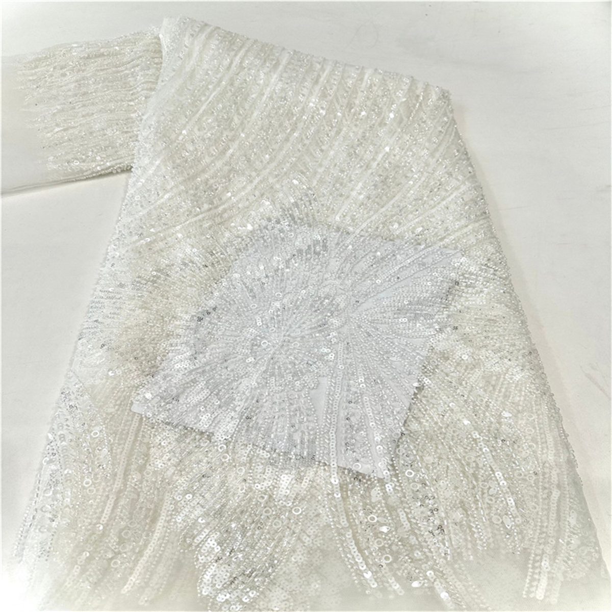 5 Yards Beaded Lace Fabric – Luxury Wedding, Bridal, Party Gown and Evening Dress Material | Love in Lace | NO. JLT125