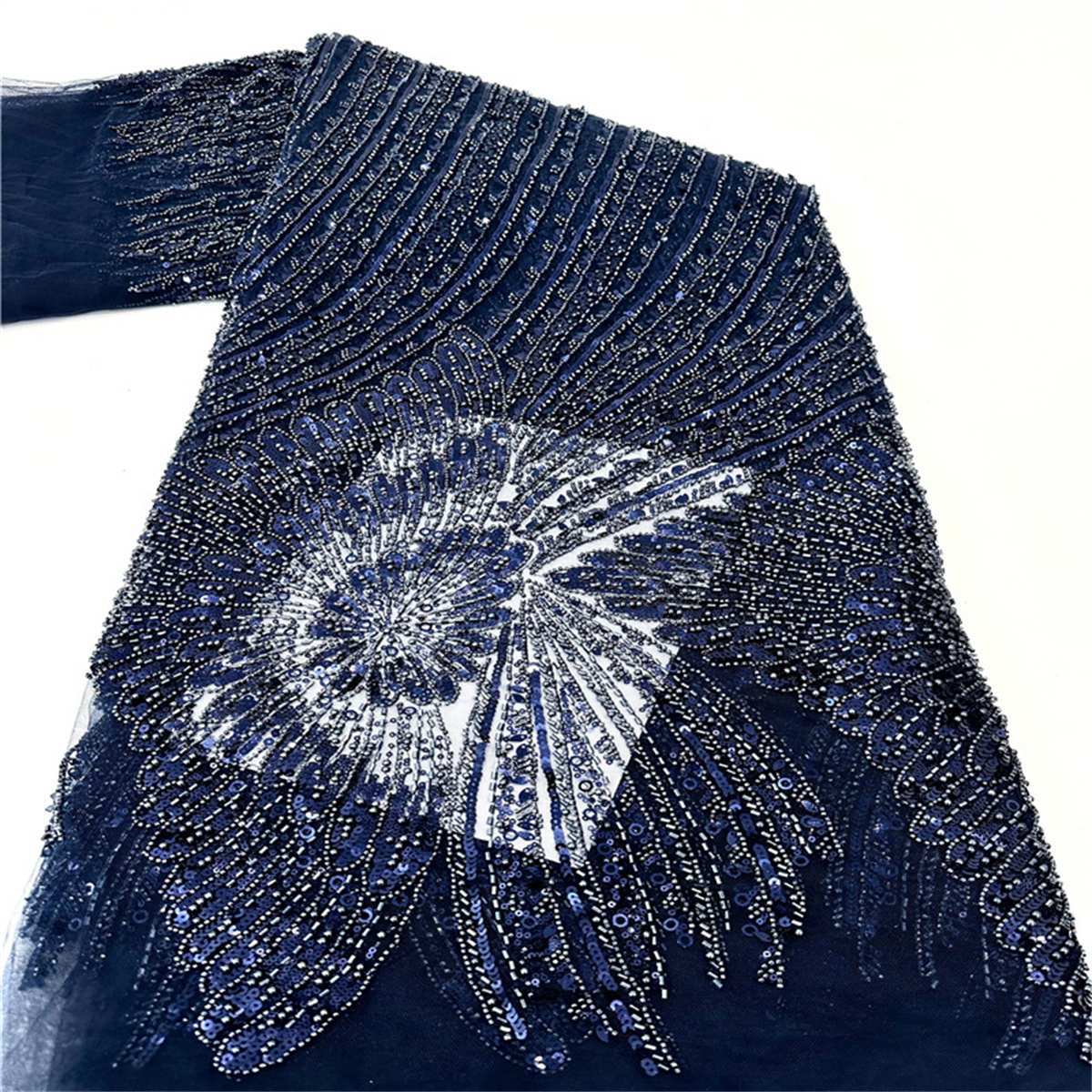 5 Yards Beaded Lace Fabric – Luxury Wedding, Bridal, Party Gown and Evening Dress Material | Love in Lace | NO. JLT125