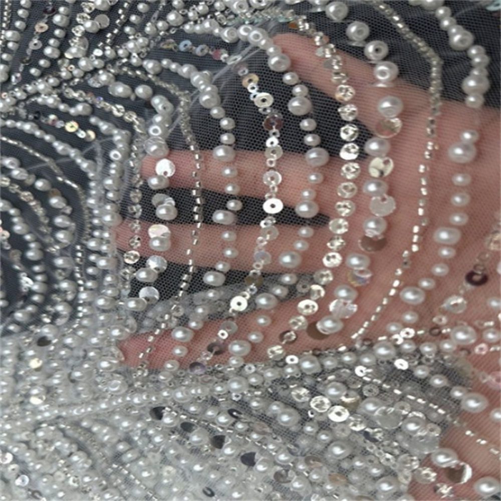 5 Yards Pearl Beaded Lace Fabric – Luxury Wedding, Bridal Party Gown and Evening Dress Material | Love in Lace | NO. ML016