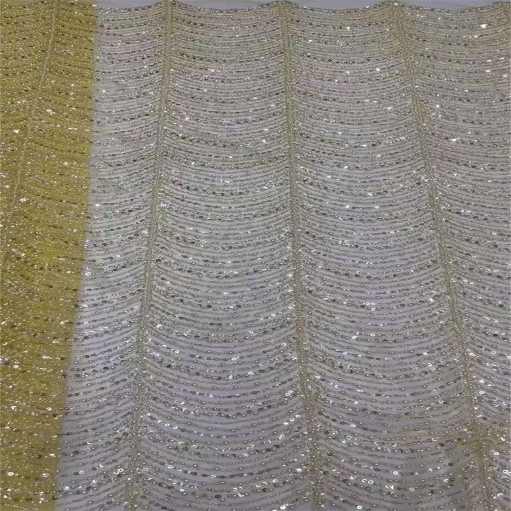 5 Yards Pearl Beaded Lace Fabric – Luxury Wedding, Bridal Party Gown and Evening Dress Material | Love in Lace | NO. ML016