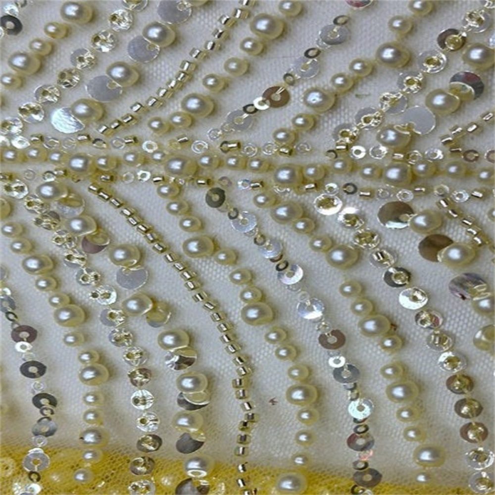 5 Yards Pearl Beaded Lace Fabric – Luxury Wedding, Bridal Party Gown and Evening Dress Material | Love in Lace | NO. ML016