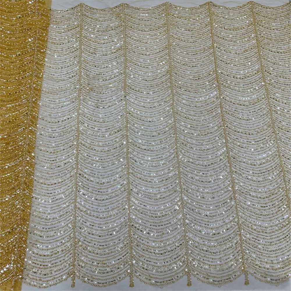 5 Yards Pearl Beaded Lace Fabric – Luxury Wedding, Bridal Party Gown and Evening Dress Material | Love in Lace | NO. ML016