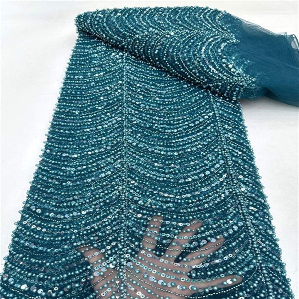 5 Yards Pearl Beaded Lace Fabric – Luxury Wedding, Bridal Party Gown and Evening Dress Material | Love in Lace | NO. ML016