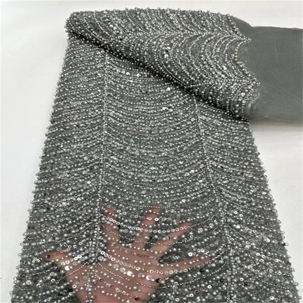 5 Yards Pearl Beaded Lace Fabric – Luxury Wedding, Bridal Party Gown and Evening Dress Material | Love in Lace | NO. ML016