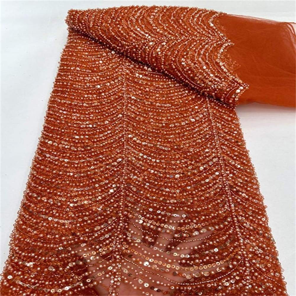 5 Yards Pearl Beaded Lace Fabric – Luxury Wedding, Bridal Party Gown and Evening Dress Material | Love in Lace | NO. ML016