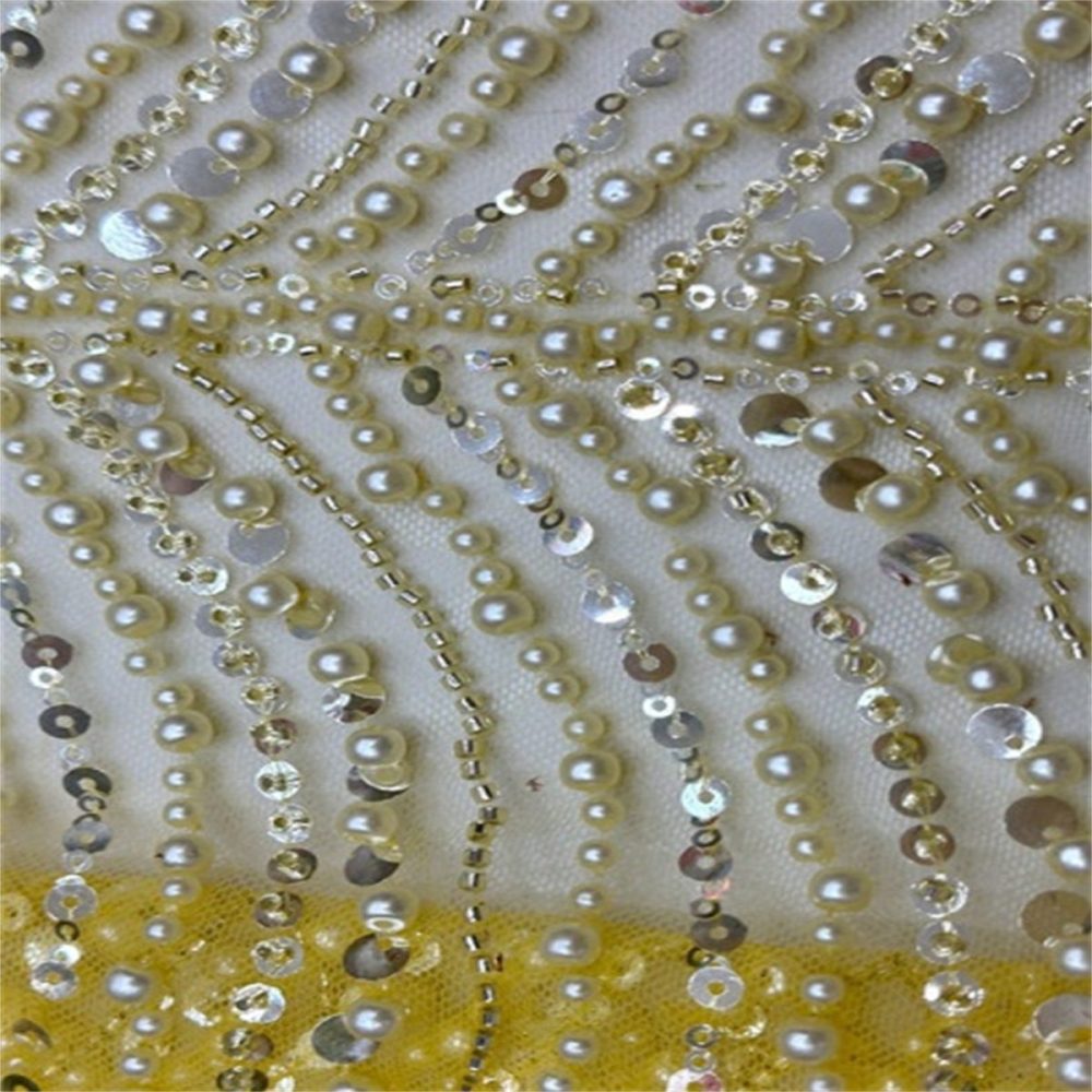 5 Yards Pearl Beaded Lace Fabric – Luxury Wedding, Bridal Party Gown and Evening Dress Material | Love in Lace | NO. ML016