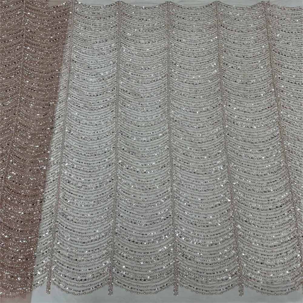5 Yards Pearl Beaded Lace Fabric – Luxury Wedding, Bridal Party Gown and Evening Dress Material | Love in Lace | NO. ML016