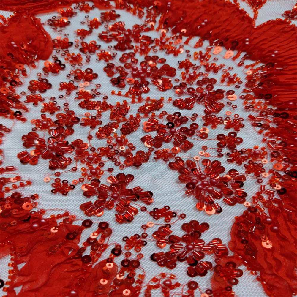 5 Yards 3D Floral Pearl Beaded Lace Fabric – Luxury Wedding, Bridal, Party Gown and Evening Dress Material | Love in Lace | NO. ZT040