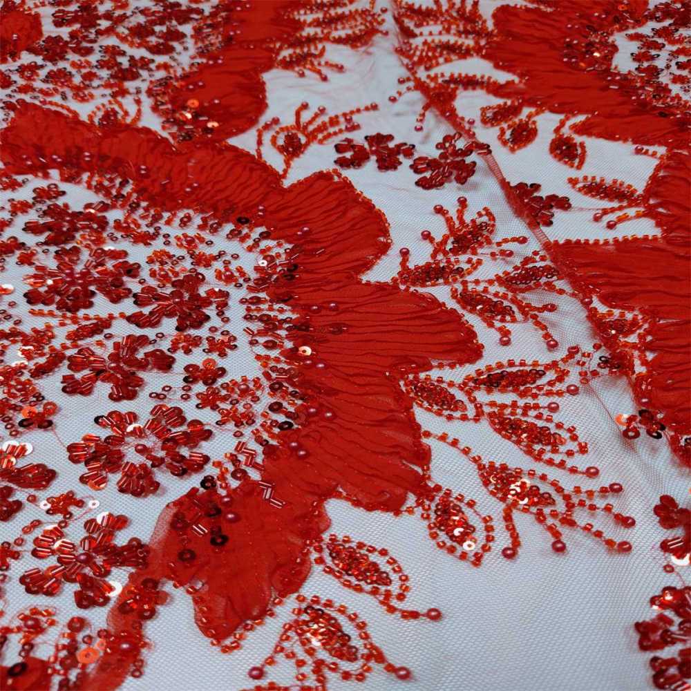 5 Yards 3D Floral Pearl Beaded Lace Fabric – Luxury Wedding, Bridal, Party Gown and Evening Dress Material | Love in Lace | NO. ZT040
