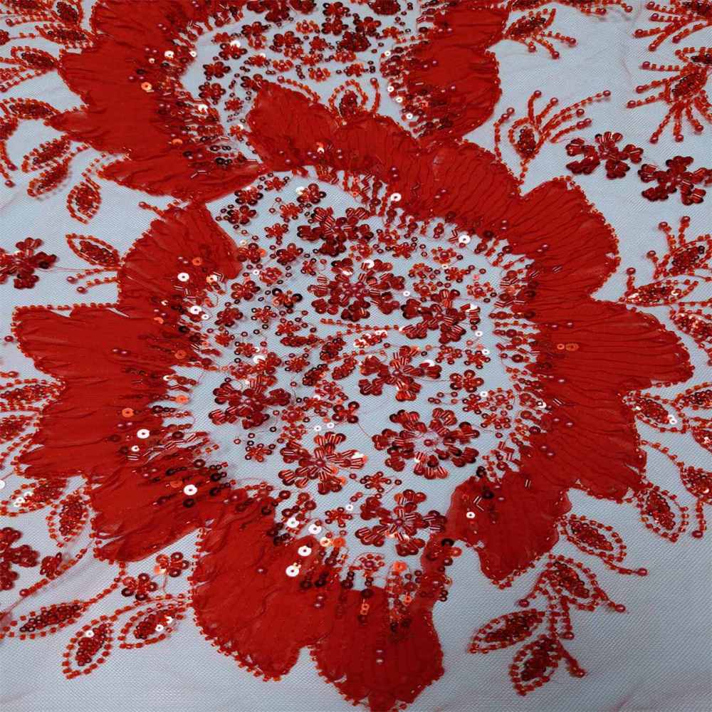 5 Yards 3D Floral Pearl Beaded Lace Fabric – Luxury Wedding, Bridal, Party Gown and Evening Dress Material | Love in Lace | NO. ZT040