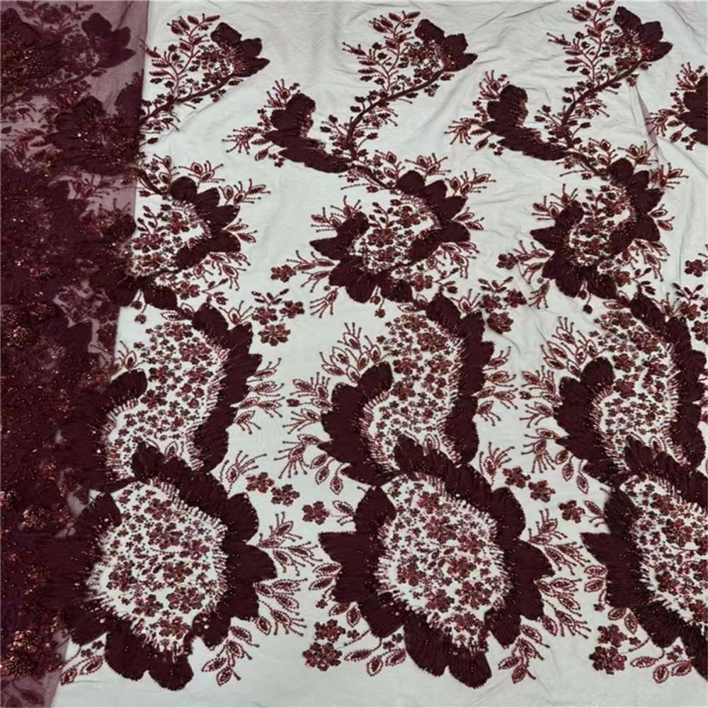 5 Yards 3D Floral Pearl Beaded Lace Fabric – Luxury Wedding, Bridal, Party Gown and Evening Dress Material | Love in Lace | NO. ZT040