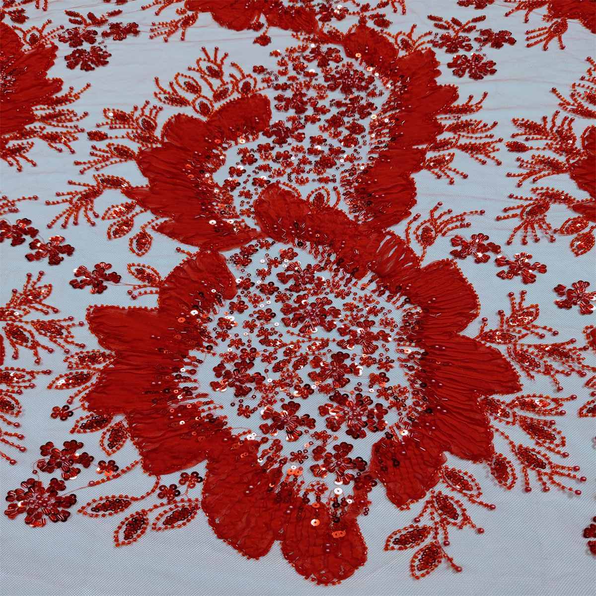 5 Yards 3D Floral Pearl Beaded Lace Fabric – Luxury Wedding, Bridal, Party Gown and Evening Dress Material | Love in Lace | NO. ZT040