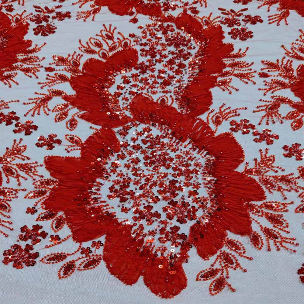 5 Yards 3D Floral Pearl Beaded Lace Fabric – Luxury Wedding, Bridal, Party Gown and Evening Dress Material | Love in Lace | NO. ZT040