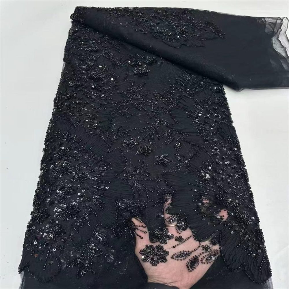 5 Yards 3D Floral Pearl Beaded Lace Fabric – Luxury Wedding, Bridal, Party Gown and Evening Dress Material | Love in Lace | NO. ZT040