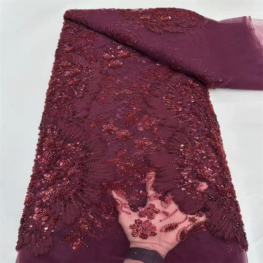 5 Yards 3D Floral Pearl Beaded Lace Fabric – Luxury Wedding, Bridal, Party Gown and Evening Dress Material | Love in Lace | NO. ZT040