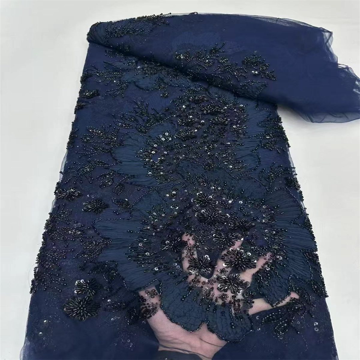 5 Yards 3D Floral Pearl Beaded Lace Fabric – Luxury Wedding, Bridal, Party Gown and Evening Dress Material | Love in Lace | NO. ZT040