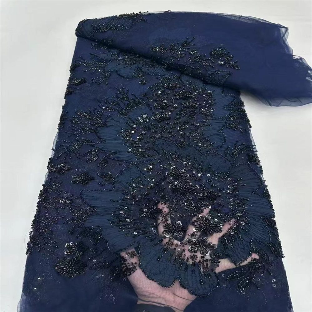 5 Yards 3D Floral Pearl Beaded Lace Fabric – Luxury Wedding, Bridal, Party Gown and Evening Dress Material | Love in Lace | NO. ZT040