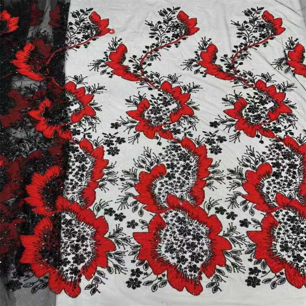 5 Yards 3D Floral Pearl Beaded Lace Fabric – Luxury Wedding, Bridal, Party Gown and Evening Dress Material | Love in Lace | NO. ZT040