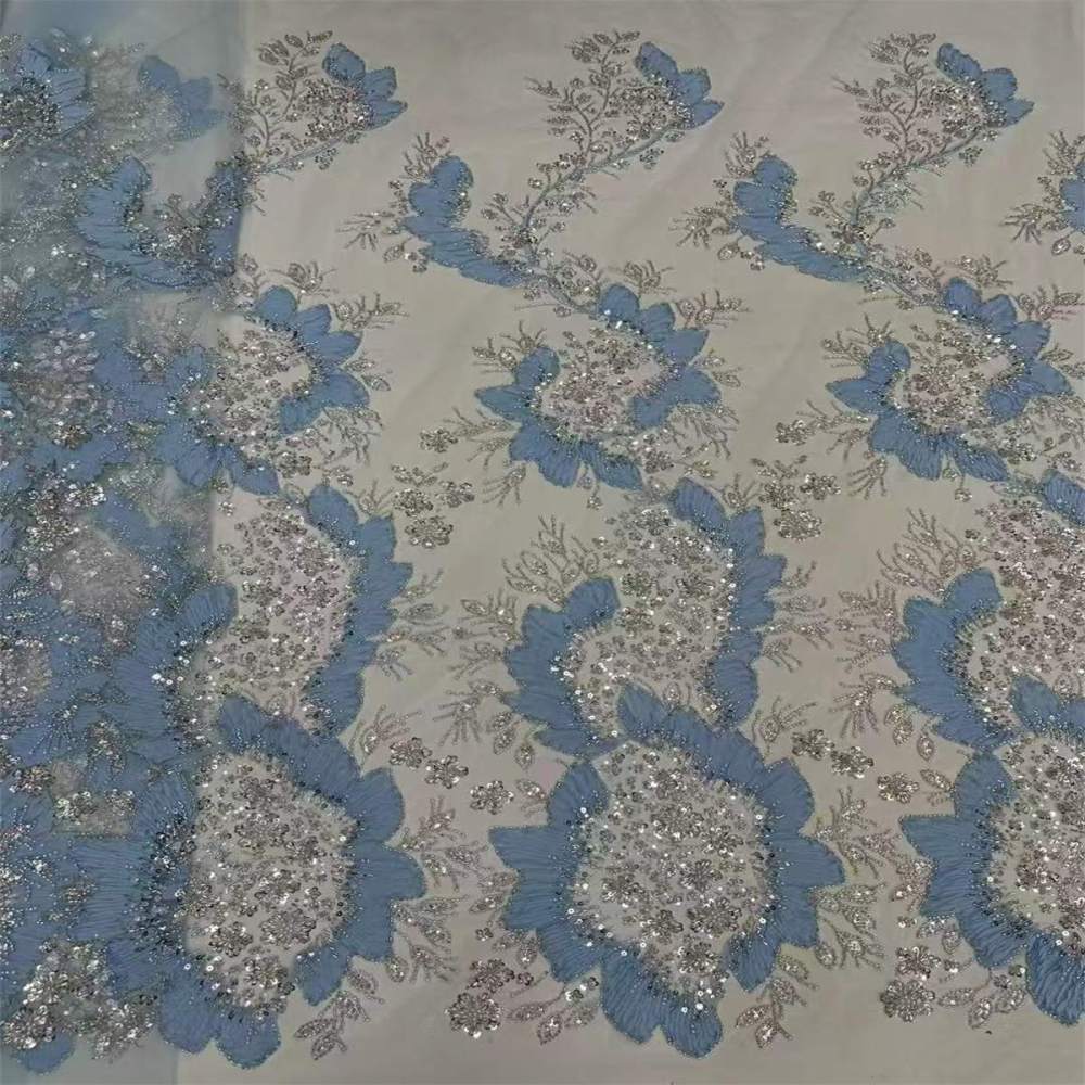 5 Yards 3D Floral Pearl Beaded Lace Fabric – Luxury Wedding, Bridal, Party Gown and Evening Dress Material | Love in Lace | NO. ZT040