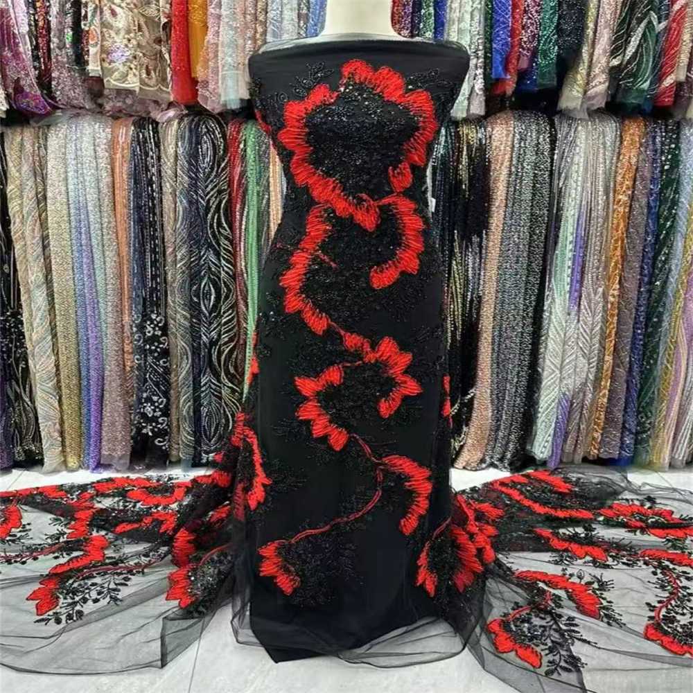 5 Yards 3D Floral Pearl Beaded Lace Fabric – Luxury Wedding, Bridal, Party Gown and Evening Dress Material | Love in Lace | NO. ZT040