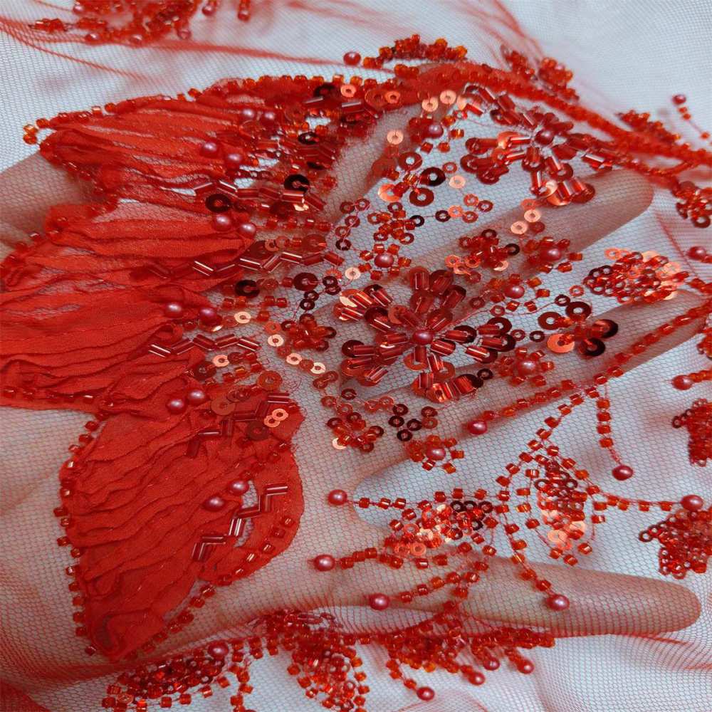 5 Yards 3D Floral Pearl Beaded Lace Fabric – Luxury Wedding, Bridal, Party Gown and Evening Dress Material | Love in Lace | NO. ZT040