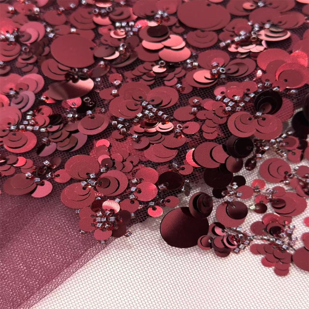 5 Yards Luxury Crystal Beaded Lace Fabric for Wedding & Evening Gowns