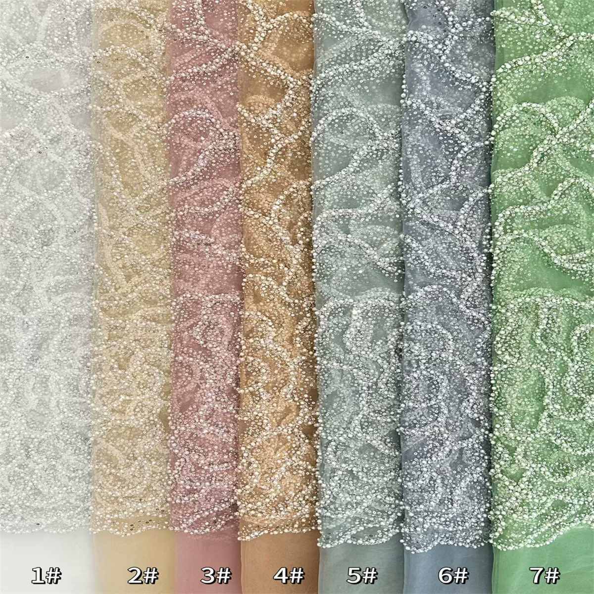 5 Yards Pearl Beaded Lace Fabric – Luxury Wedding, Bridal, Party Gown and Evening Dress Material | Love in Lace | NO. ZT089