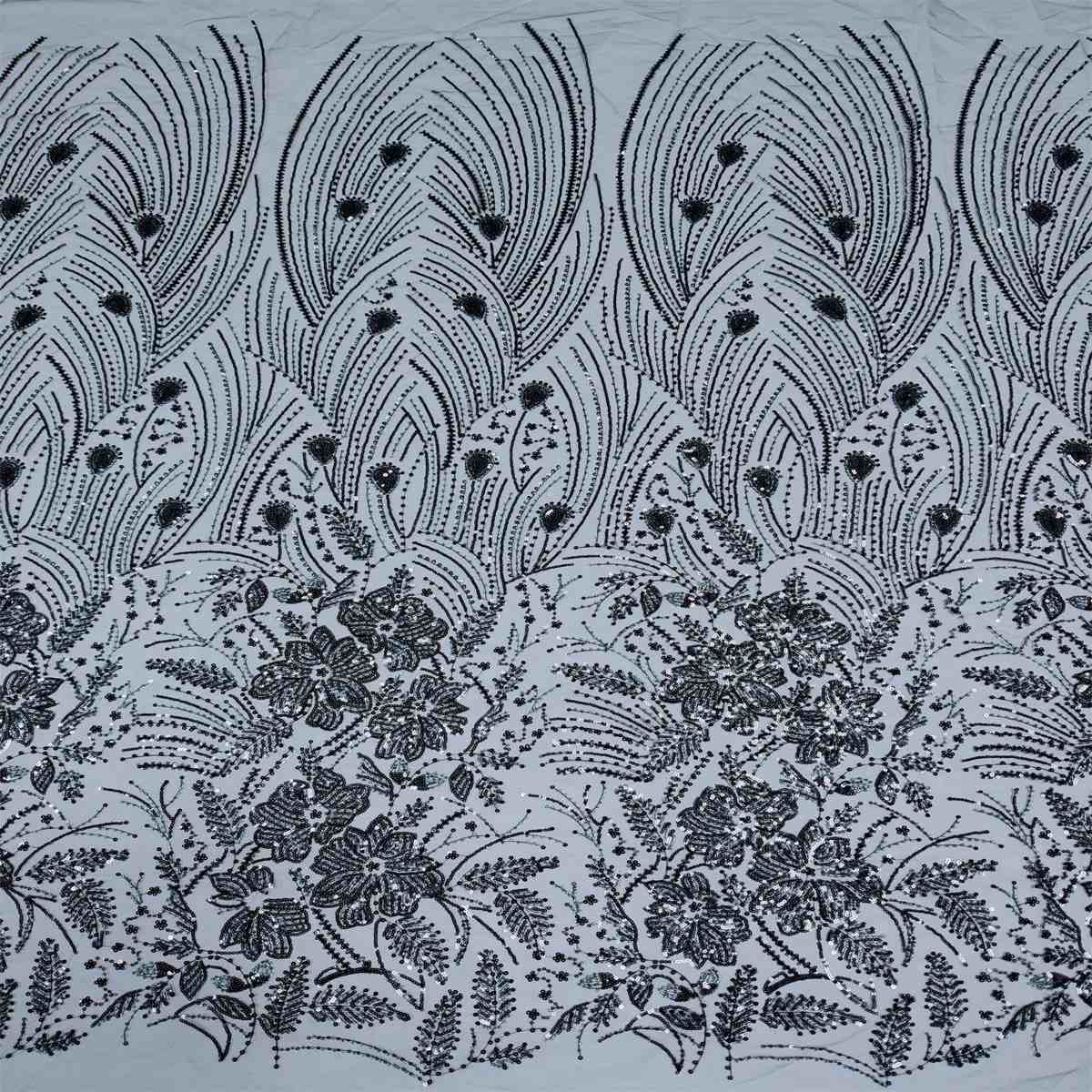 5 Yards Pearl Beaded Lace Fabric – Luxury Wedding, Bridal, Party Gown and Evening Dress Material | Love in Lace | NO. HN176