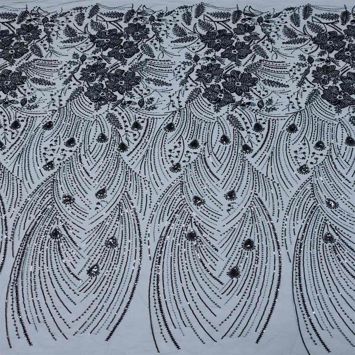 5 Yards Pearl Beaded Lace Fabric – Luxury Wedding, Bridal, Party Gown and Evening Dress Material | Love in Lace | NO. HN176