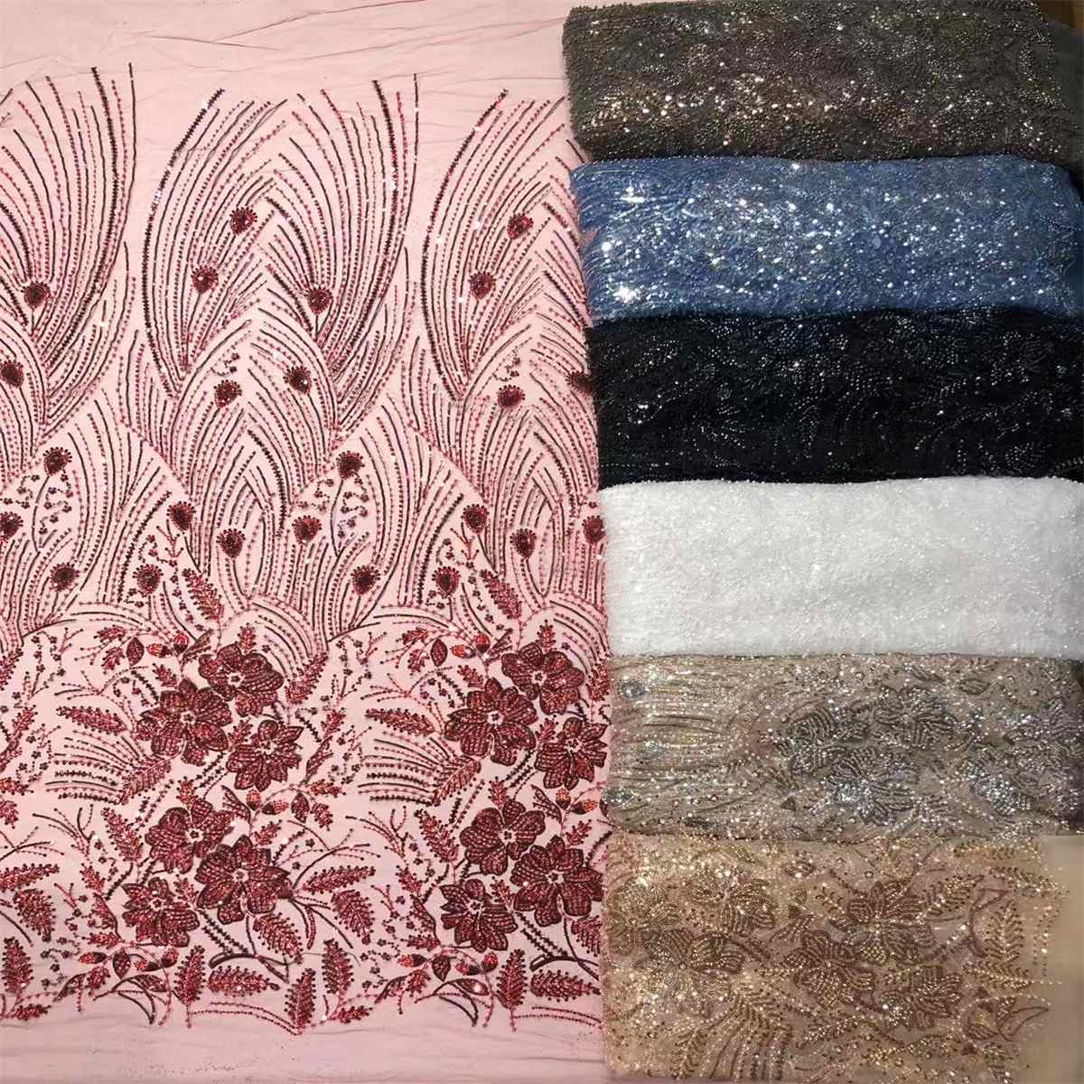 5 Yards Pearl Beaded Lace Fabric – Luxury Wedding, Bridal, Party Gown and Evening Dress Material | Love in Lace | NO. HN176