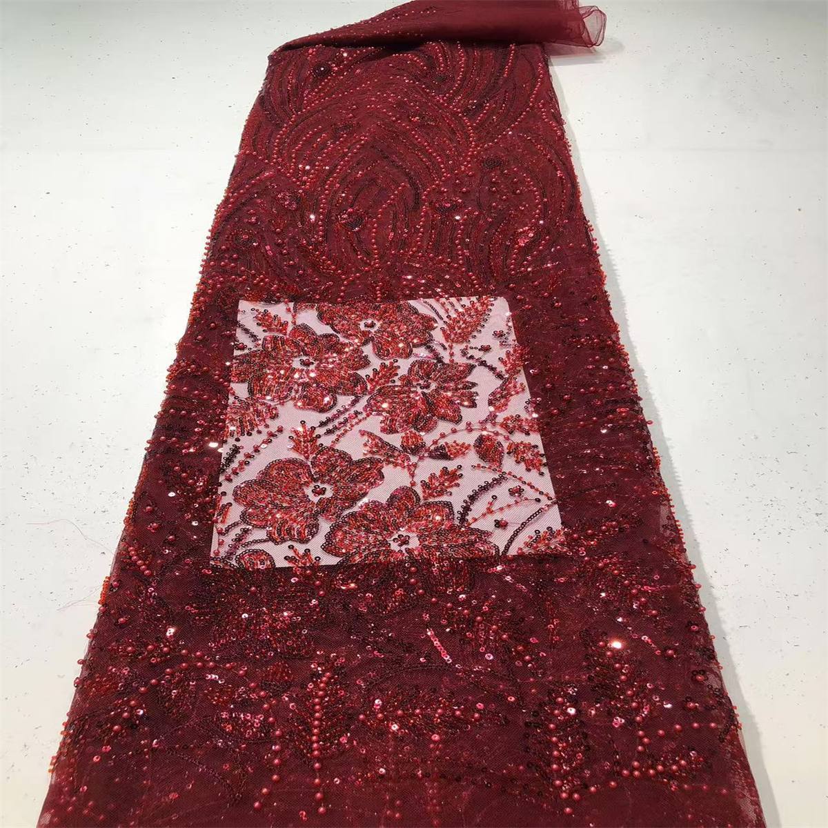 5 Yards Pearl Beaded Lace Fabric – Luxury Wedding, Bridal, Party Gown and Evening Dress Material | Love in Lace | NO. HN176