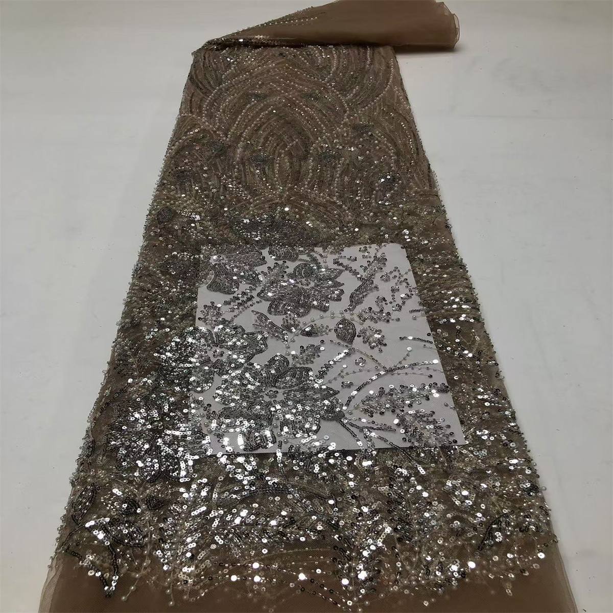 5 Yards Pearl Beaded Lace Fabric – Luxury Wedding, Bridal, Party Gown and Evening Dress Material | Love in Lace | NO. HN176