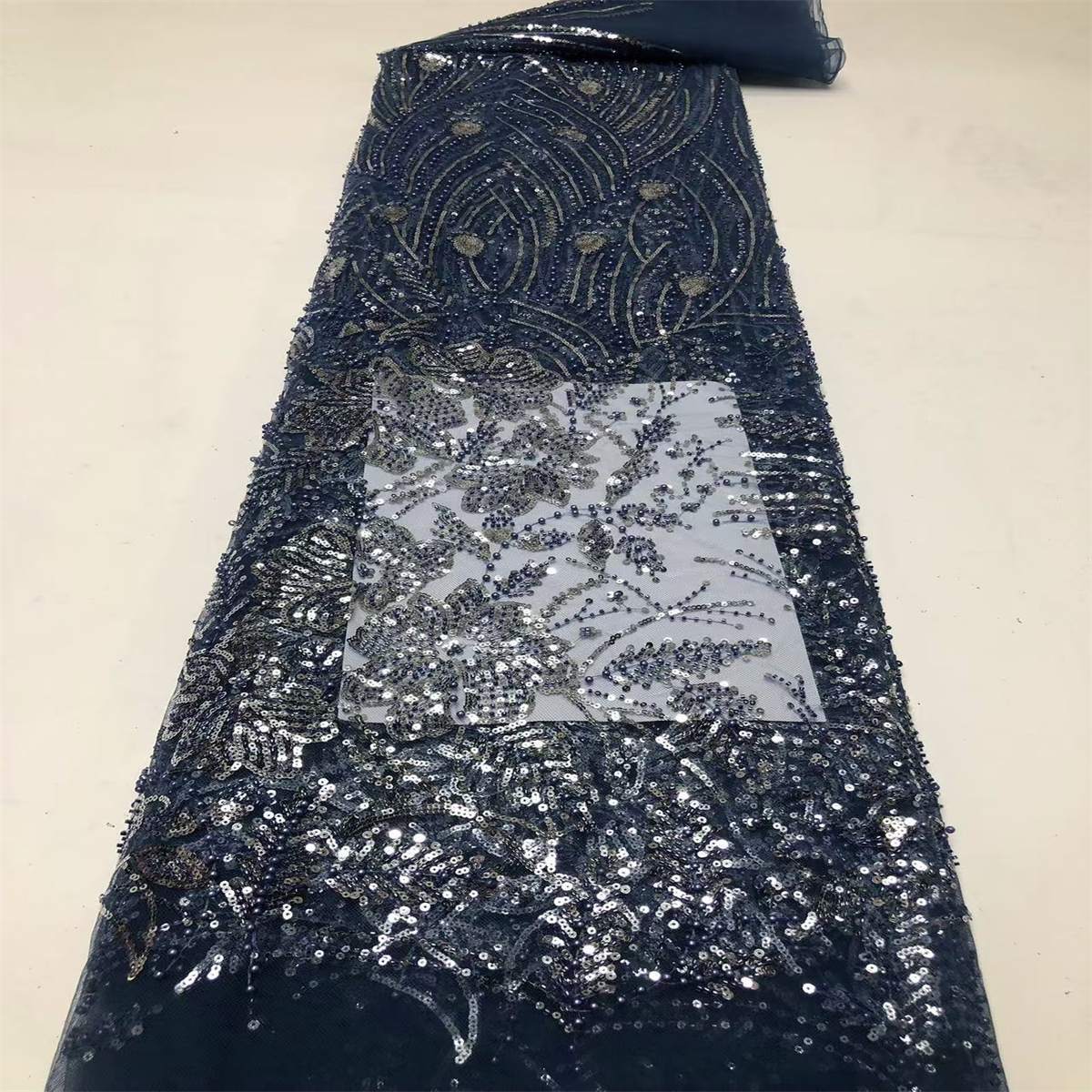 5 Yards Pearl Beaded Lace Fabric – Luxury Wedding, Bridal, Party Gown and Evening Dress Material | Love in Lace | NO. HN176