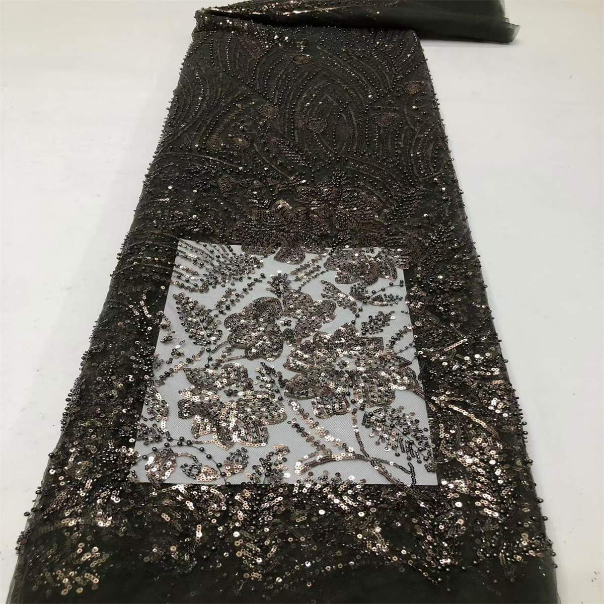 5 Yards Pearl Beaded Lace Fabric – Luxury Wedding, Bridal, Party Gown and Evening Dress Material | Love in Lace | NO. HN176